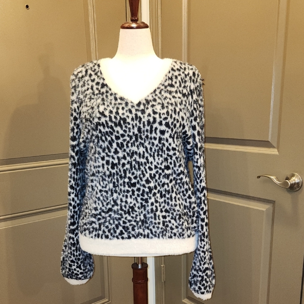 LOFT Black and White Leopard Print Sweater